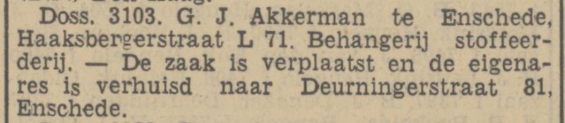 Deurningerstraat 81 G.J. Akkerman Behangerij Stoffeerderij krantenbericht Tubantia 18-8-1936.jpg