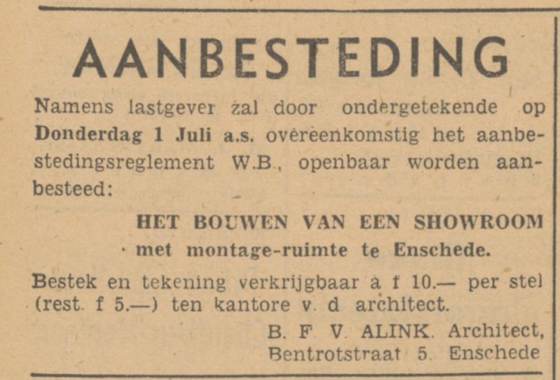 Bentrotstraat 5 B.F.V. Alink Architect advertentie Tubantia 23-6-1948.jpg