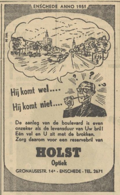 Gronausestraat 14a Holst Optiek advertentie Tubantia 12-7-1951.jpg