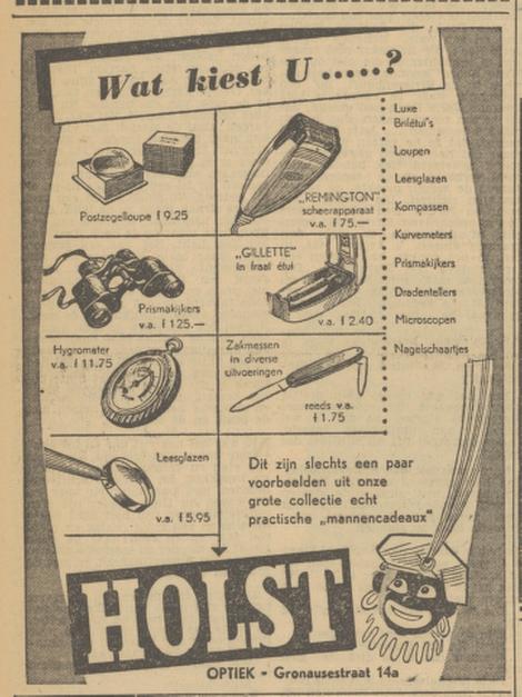 Gronausestraat 14a Holst Optiek advertentie Tubantia 30-11-1951.jpg