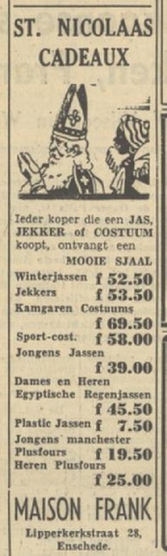 Lipperkerkstraat 28 Maison Frank advertentie Tubantia 24-11-1950.jpg