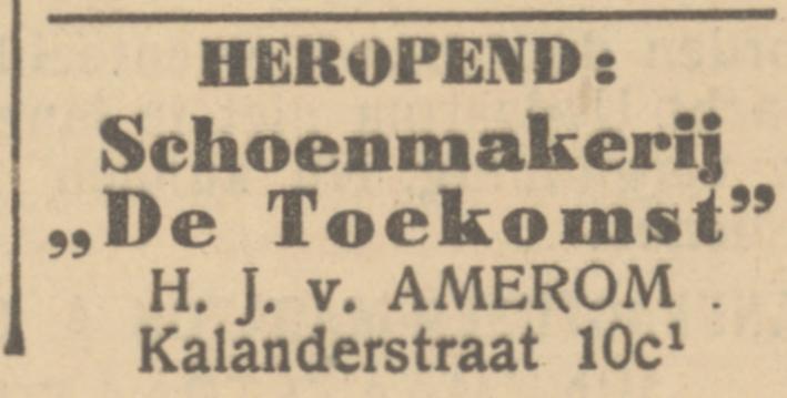 Kalanderstraat 10c H.J. v. merom Schoenmakerij advertentie 30-6-1945.jpg