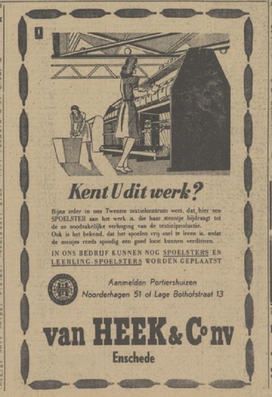 Noorderhagen 41 Lage Bothofstraat 13 Van Heek & Co N.V advertentie Tubantia 28-2-1949.jpg