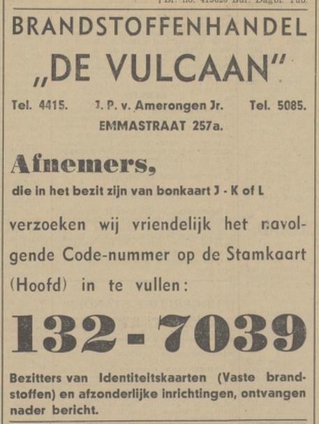 Emmastraat 257a J.P. v. Amerongen Brandstoffenhandel De Vulcaan advertentie Tubantia 7-11-1941.jpg