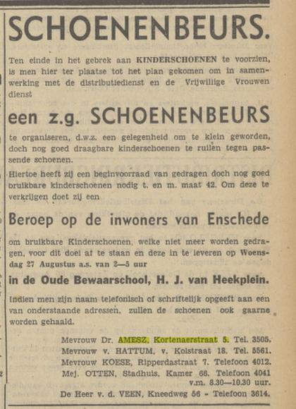 Kortenaerstraat 5 Dr. Amesz advertentie Tubantia 23-8-1941.jpg