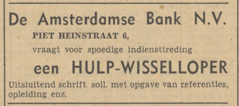 Piet Heinstraat 6 Amsrterdanse Bank N.V. advertentie Tubantia 25-4-1948.jpg