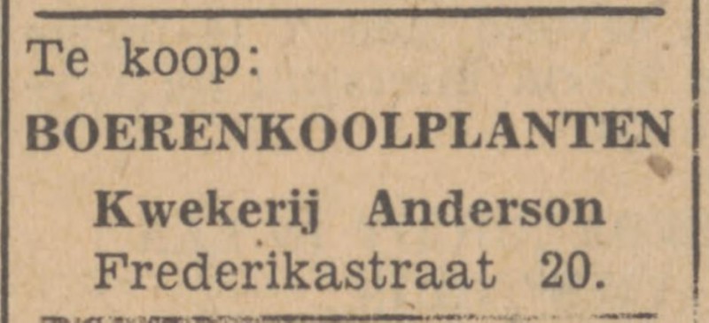 Frederikastraat 20 Anderson Kweekerij advertentie Tubantia 8-8-1947.jpg