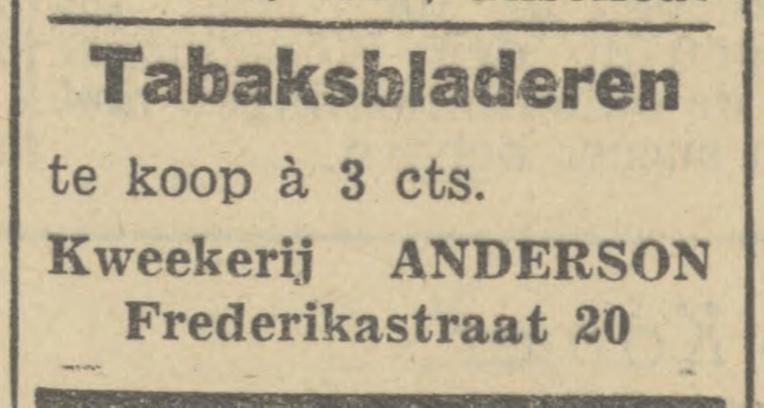 Frederikastraat 20 Anderson Kweekerij advertentie Tubantia 25-9-1946.jpg