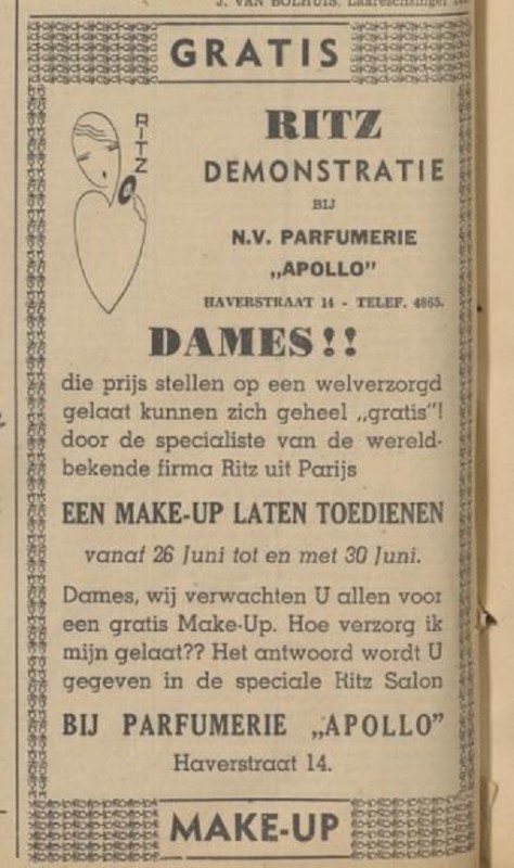 Haverstraat 14 N.V. Parfumerie Apollo advertentie Tubantia 24-6-1939.jpg
