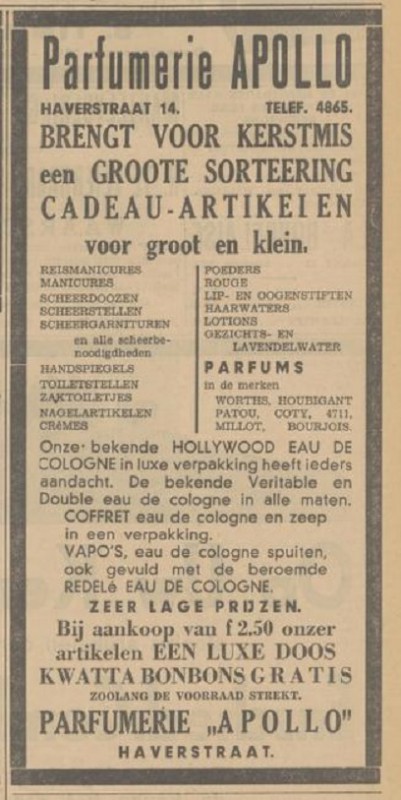 Haverstraat 14 N.V. Parfumerie Apollo advertentie Tubantia 18-12-1934.jpg