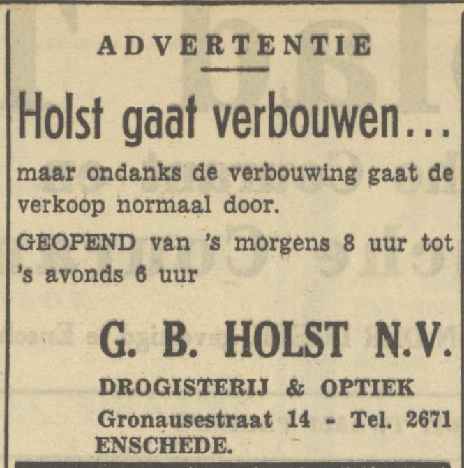 Gronausestraat 14 G.B. Holst N.V. advertentie Tubantia 8-4-1950.jpg