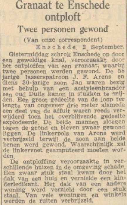 Alsteedsestraat smid J.F. Arens krantenbericht 2-9-1949.jpg