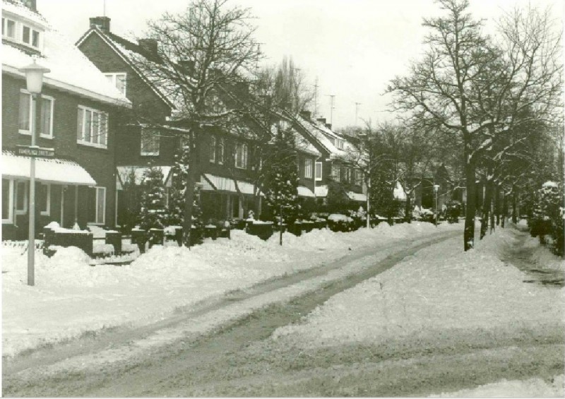 Kamerlingh Onneslaan Winters straatbeeld, hoek van 't Hofflaan jan. 1985.jpg