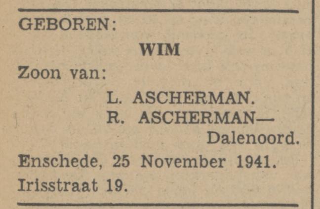 Irisstraat 19 L. Ascherman advertentie Tubantia 26-11-1941.jpg