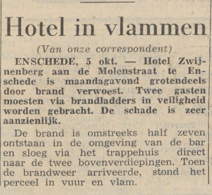 Molenstraat brand hotel Zwijnenberg krantenbericht Volkskrant 10-1965.jpg
