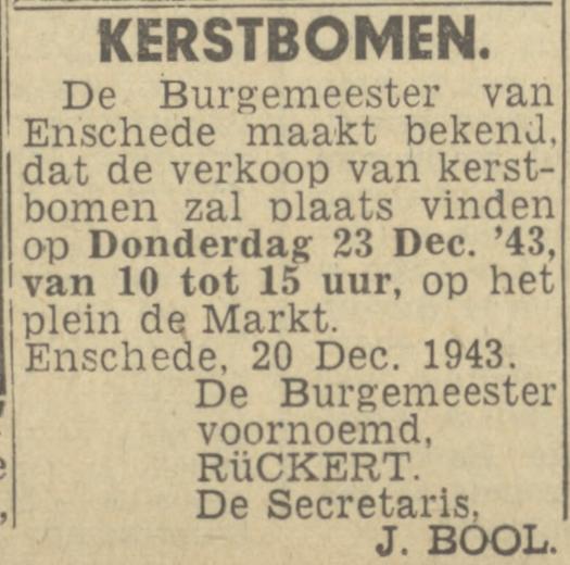 Markt kerstbomen verkoop krantenbericht Twentsch nieuwsblad 21-12-1943.jpg