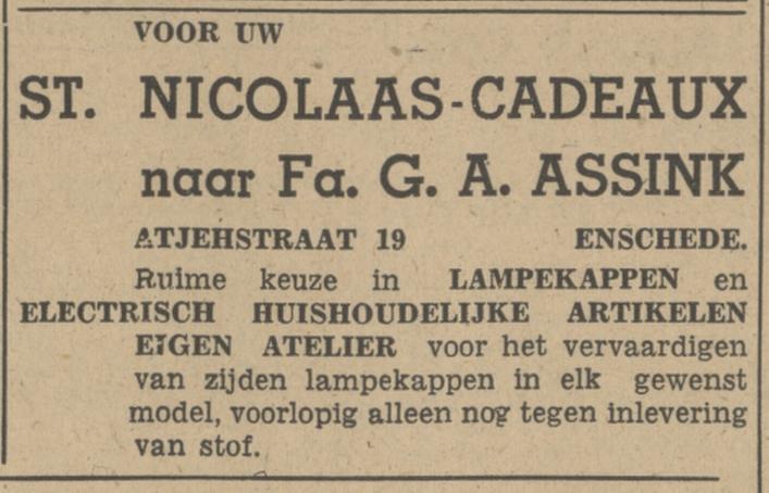 Atjehstraat 19 Fa. G.A. Assink advertentie Tubantia 26-11-1949.jpg