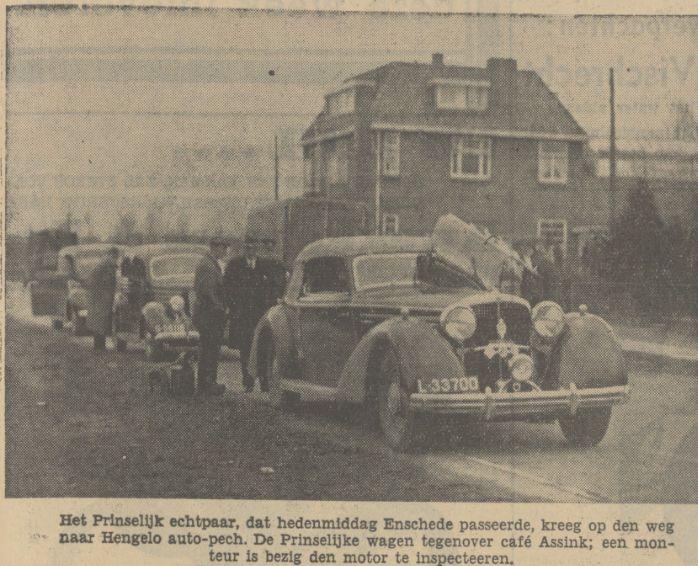 Hengelosestraat 437 cafe Assink motorpech Prins Bernhard krantenbericht Tubantia 27-4-1937.jpg