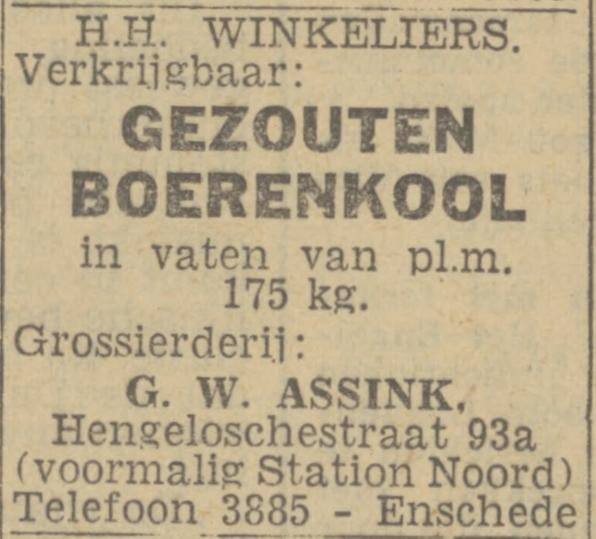 Hengelosestraat 93a Station Noord Grossierderij G.W. Assink advertentie Twentsch nieuwsblad 25-11-1943.jpg