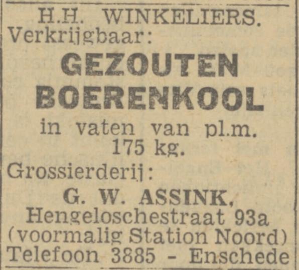 Hengelosestraat 93a Station Noord Grossierderij G.W. Assink advertentie Twentsch nieuwsblad 25-11-1943.jpg