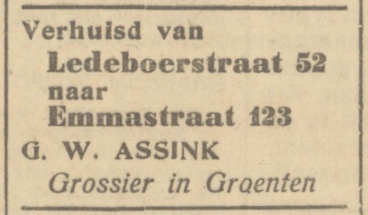 Emmastraat 123 G.W. Assink Grossier in groenten asvertentie 6-7-1945.jpg