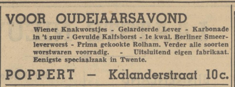 Kalanderstraat 10c Poppert's speciaalzaak advertentie Tubantia 30-12-1937.jpg