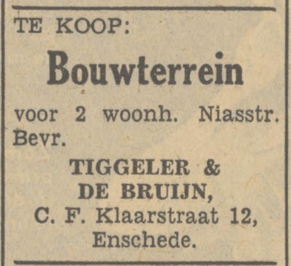 C.F. Klaarstraat 12 Tiggeler & de Bruijn advertentie Tubantia 13-5-1949.jpg