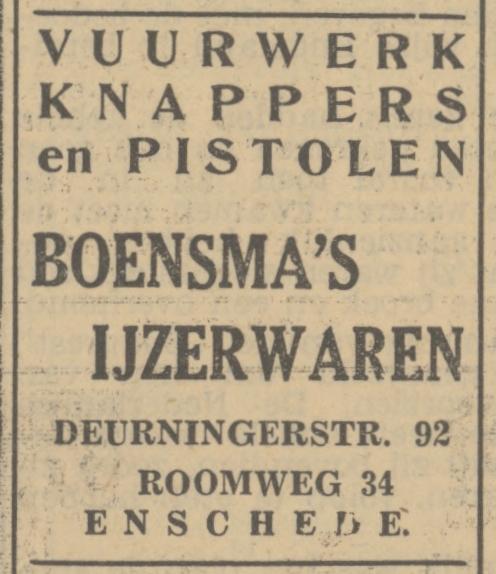 Deurningerstraat 90 Boensma's IJzerwaren advertentie Tubantia 27-12-1950.jpg