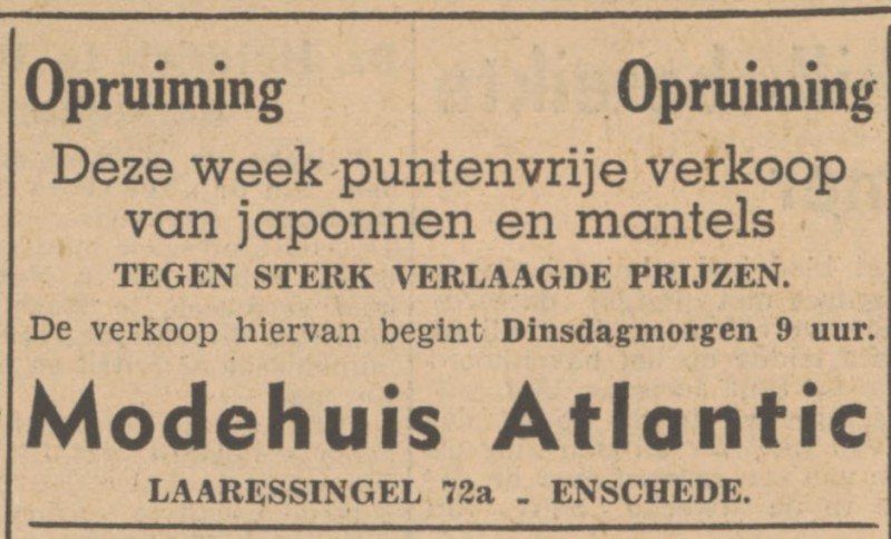 Laaressingel 72a Modehuis Atlantic advertentie Tubantia 17-1-1949.jpg