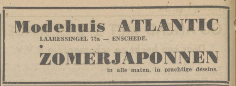 Laaressingel 72a Modehuis Atlantic advertentie Tubantia 7 -5-1948.jpg