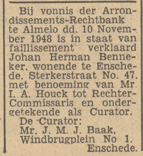 Windbrugplein 1 Mr. J.M.J. Blaak advertentie Tubantia 12-11-1948.jpg