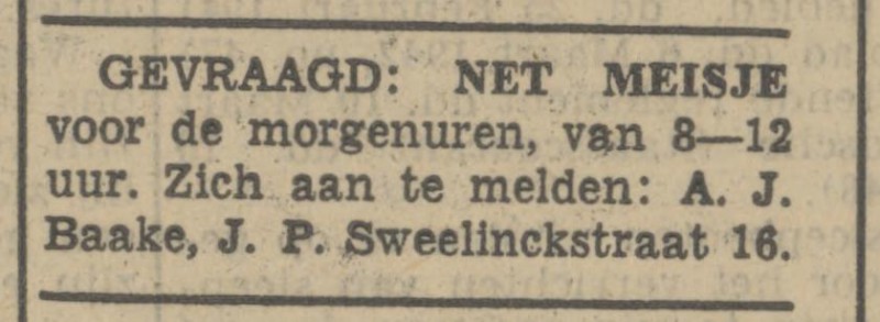 J.P. Sweelinckstraat 16 A.J. Baake advertentie Tubantia 21-6-1941.jpg