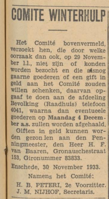 Gronausestraat 153 H.F. van Baaren advertentie Tubantia 1-12-1933.jpg