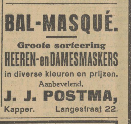 Langestraat 22 kapper J.J. Postma advertentie Tubantia 8-2-1927.jpg