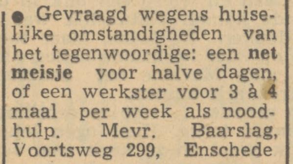 Voortsweg 299 Mevr. Baarslag advertentie Tubantia 4-9-1950.jpg