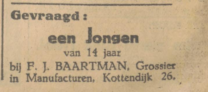 Kottendijk 26 F.J. Baartman Grossier manufacturen advertentie Tubantia 3-4-1929.jpg