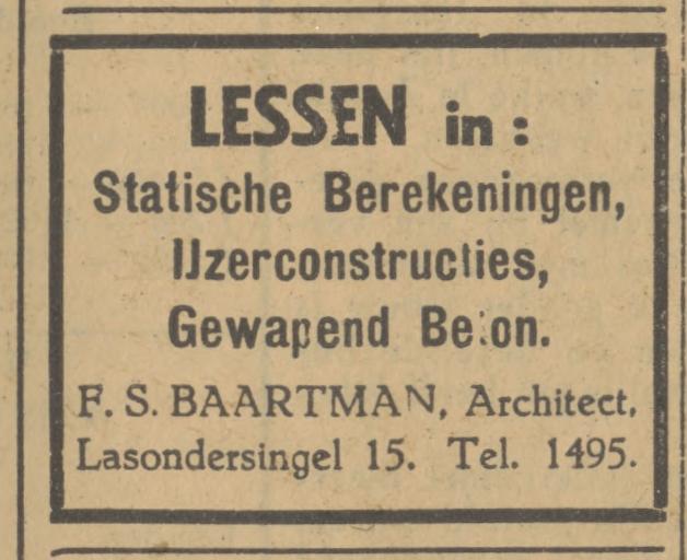 Lasondersingel 15 F.S. Baartman architect advertentie Tubantia 22-1-1929.jpg