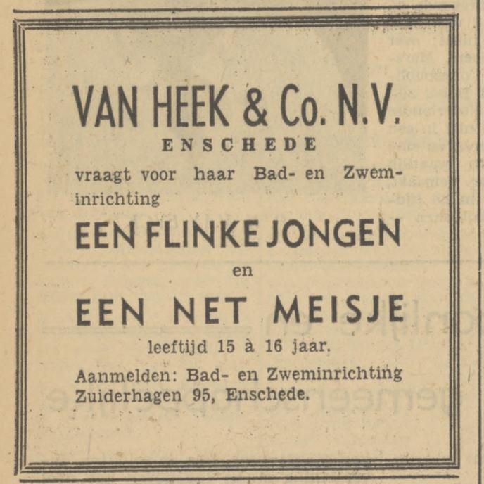 Zuiderhagen 95 bad- en zweminrichting Van Heek advertentie Tubantia 14-10-1950.jpg