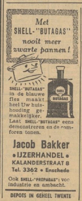 Kalanderstraat 8 Jacob Bakker IJzerhandel advertentie Tubantia 20-12-1951.jpg