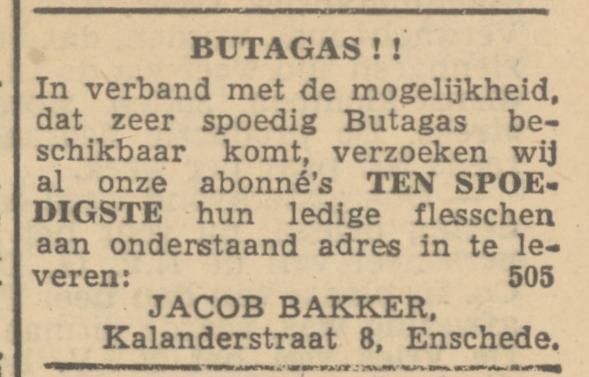 Kalanderstraat 8 Jacob Bakker  advertentie Tubantia 23-6-1945.jpg