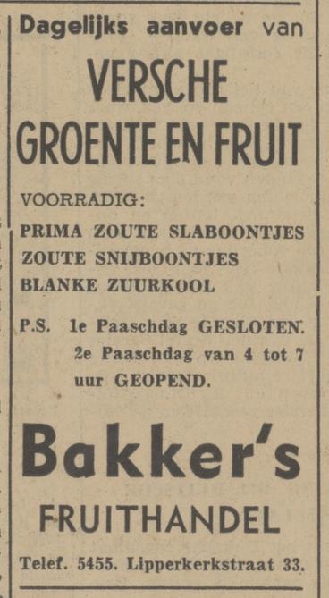 Lipperkerkstraat 33 Bakker's Fruithandel advertentie Tubantia 11-4-1941.jpg
