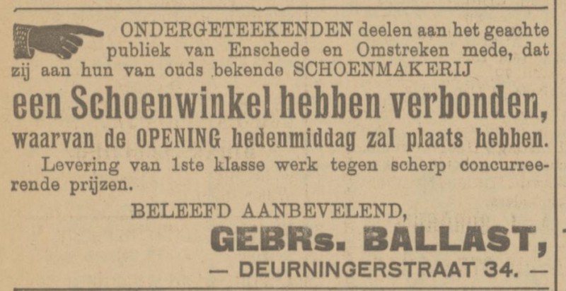 Deurningerstraat 34 Gebr. Ballast advertentie Tubantia 6-12-1924.jpg