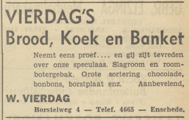 Borstelweg 4 W. Vierdag Brood Banket advertentie Tubantia 25-10-1949.jpg