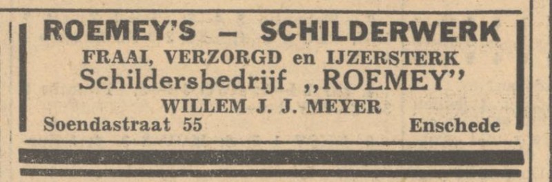 Soendastraat 55 Schildersbedrijf Roemey WillemJ.J. Meyer advertentie Tubantia 21-6-1947.jpg