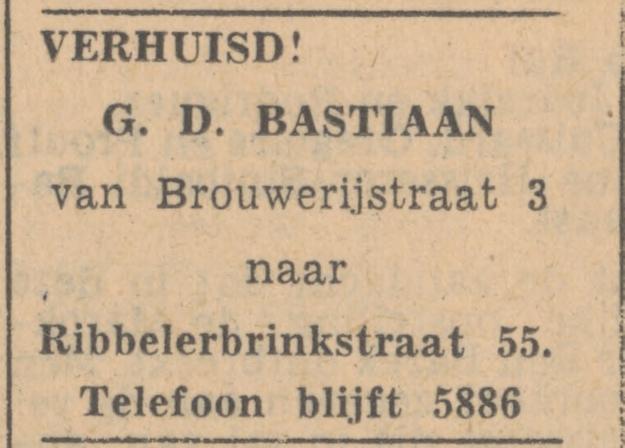 Ribbelerbrinkstraat 55 G.D. Bastiaan advertentie Tubantia 19-5-1947.jpg