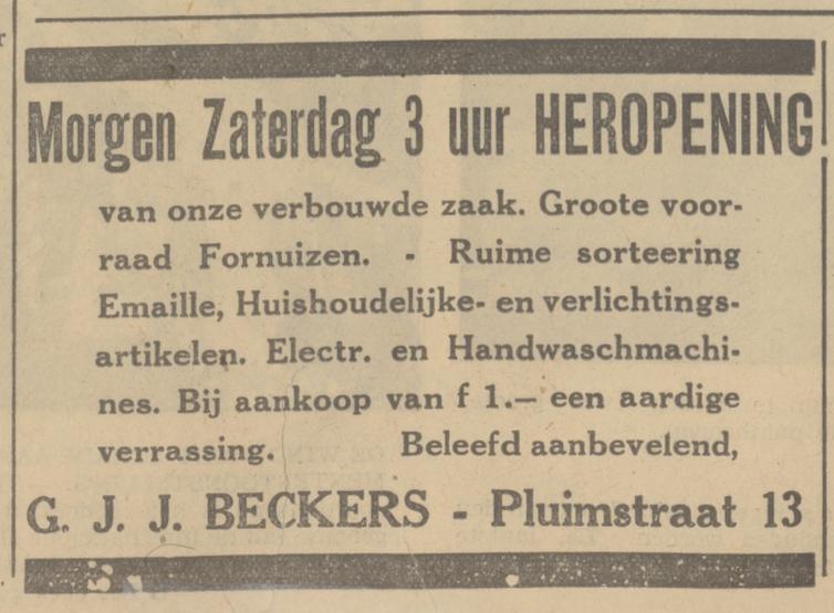 Pluimstraat 13 Fa. G.J.J. Beckers advertentie Tubantia 12-4-1935.jpg