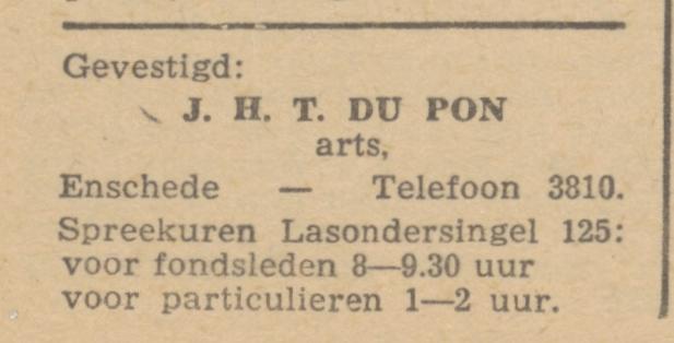 Lasondersingel 125 J.H.T. Du Pon arts advertentie 26-5-1945.jpg