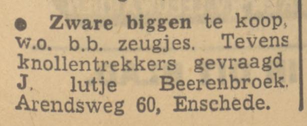 Arendsweg 60 J. Lutje Beerenbroek advertentie Tubantia 1-12-1949.jpg
