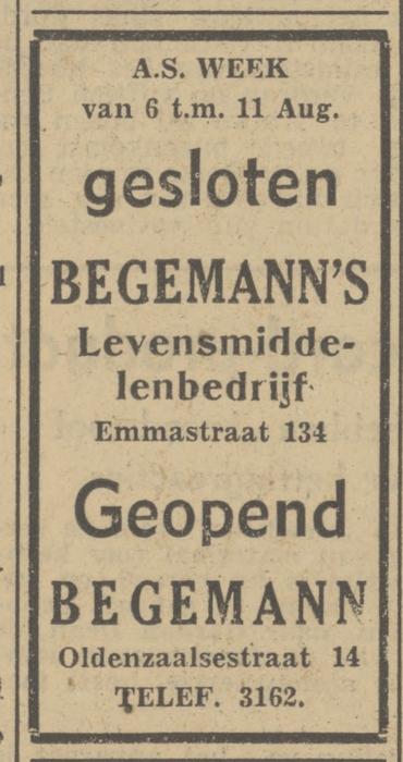 Emmastraat 134 Begemann advertentie Tubantia 3-8-1951.jpg