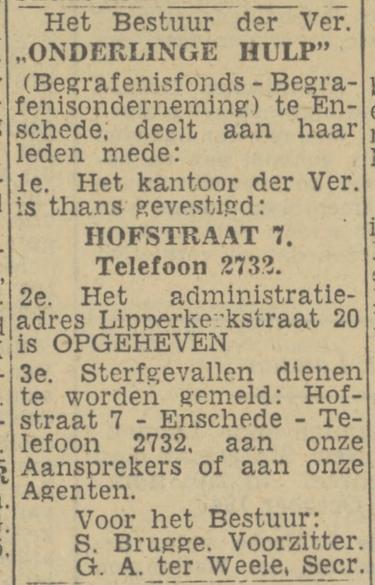 Hofstraat 7 Begrafenisfonds advertentie Twentsch nieuwsblad 11-9-1943.jpg